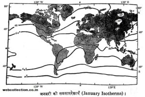 word january isotherms 300x201 - तापान्तर - भूगोल में तापमान की रेंज का अर्थ