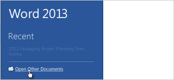 open other document - Working with MS Word 2013