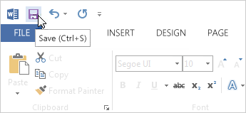 save - Working with MS Word 2013