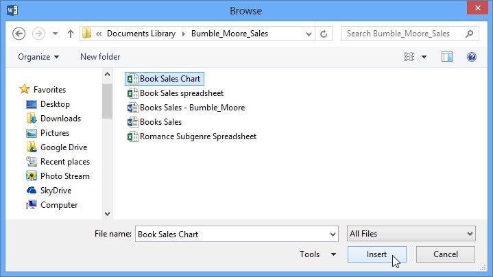 charts extra select file - Embedding an Excel Chart