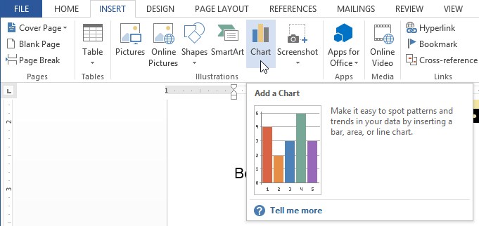 charts insert chart command - How to insert Chart in MS Word