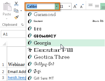 format font style choose - Formatting Cells in MS Excel