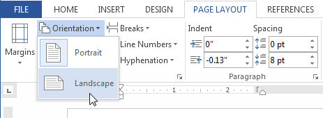 pglayout orientation landsc - How to Use Page Setup option in MS Word