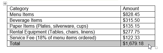 table border select cells - Working with Table in MS Word